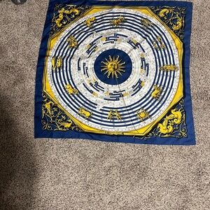 Blue and Yellow Zodiac Silk Scarf